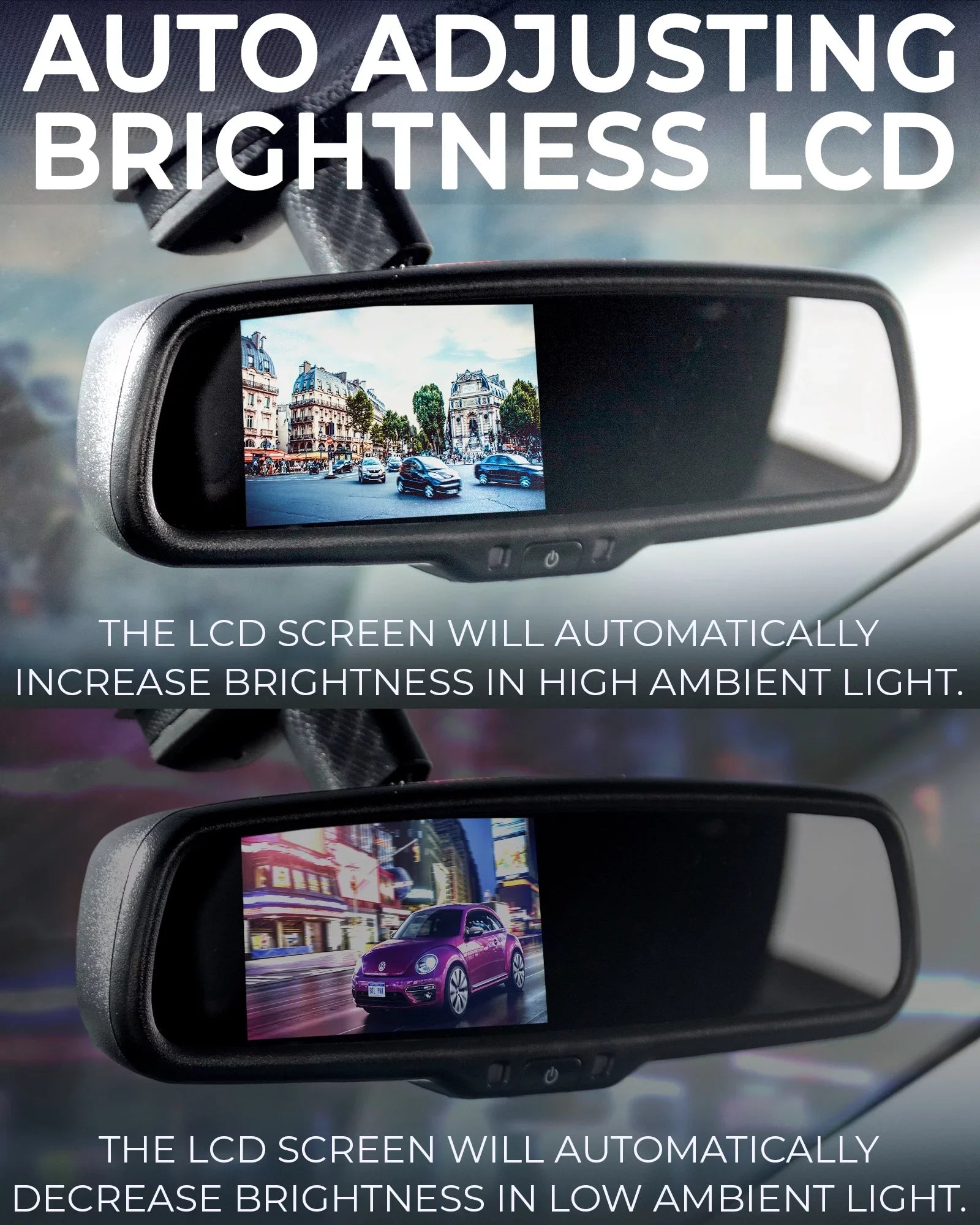 Master Tailgaters OEM Rear View Mirror with 4.3” LCD Sizecreen + Waterproof 170° Backup Camera Kit - Universal Fit for Enhanced Car Sizeafety