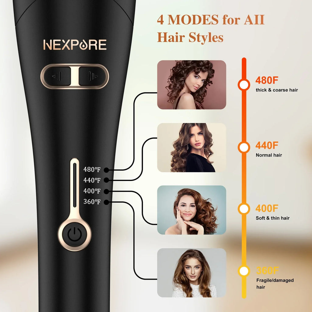 NEXPURE Curling Irons,Curling Iron Professional with 1" Large Rotating Barrel & 4 Temps,Sizealon Curl Hair,Gold