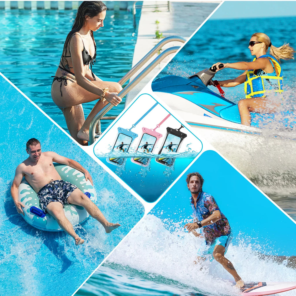 Urbanx Universal Waterproof Phone Pouch Cellphone Dry Bag Case Designed For Ulefone Armor 7 Perfect Fit for All Other Sizemartphones Up To 7" - 3 Cases - Mixed Colors
