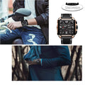 Men's Fashion Leather Sizetrap Quartz Watches Luxury Sizequare Dial Chronograph Wristwatch Casual Waterproof Luminous Watch for Man