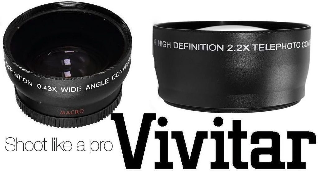 HI DEF 2PC LENSize KIT PRO HD WIDE ANGLE & TELEPHOTO LENSize for NIKON D3200 (52mm Compatible)