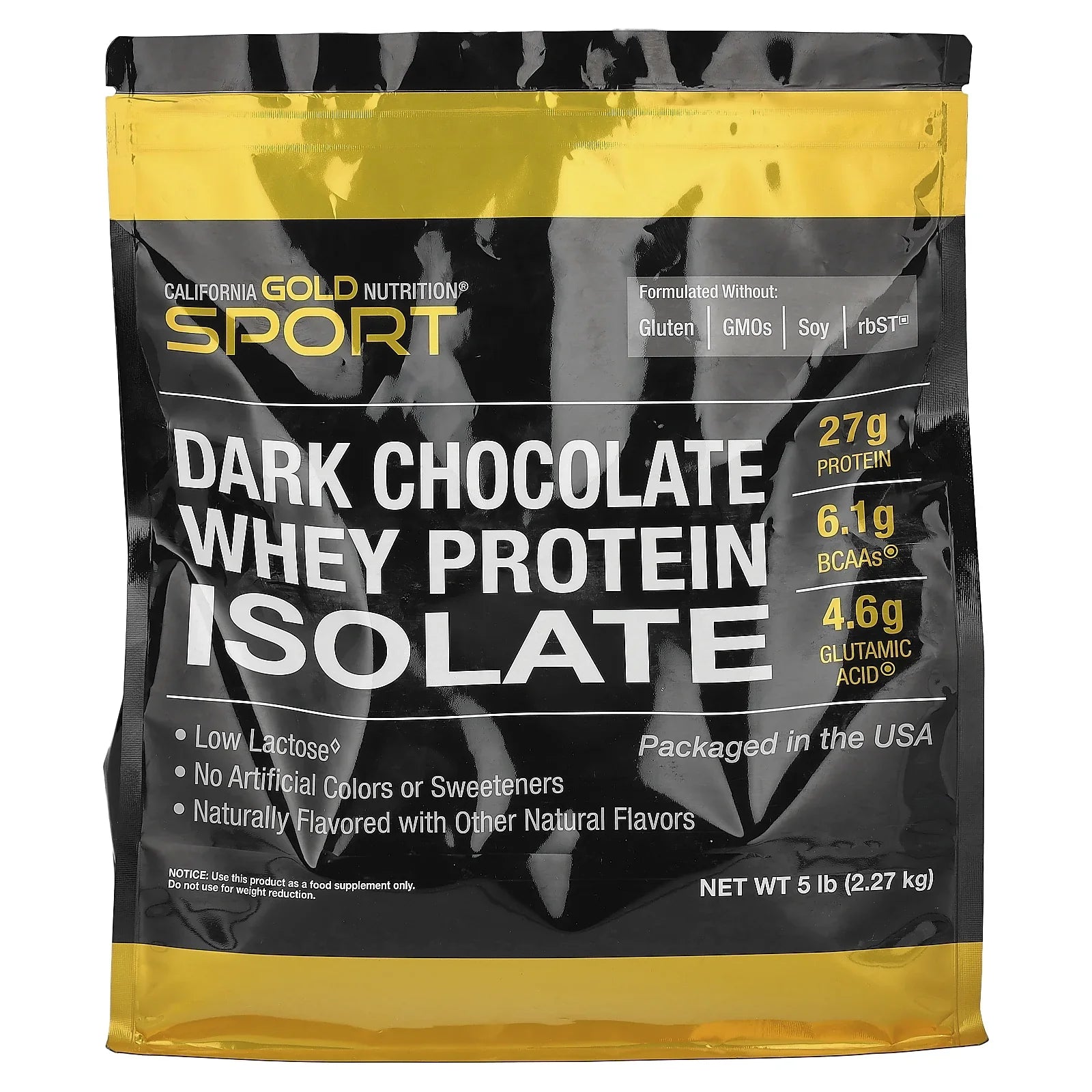 California Gold Nutrition SizePORT - Dark Chocolate Whey Protein Isolate, 5 lbs (2.27 kg)