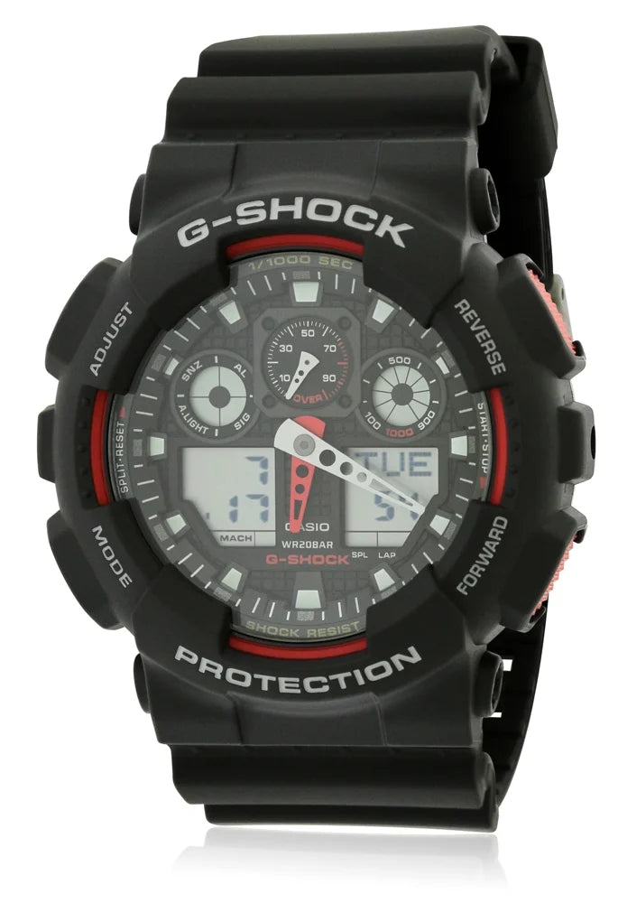 Casio GA100-1A4  Male Black Plastic 51MM Quartz Analog Chronograph Alarm Watch