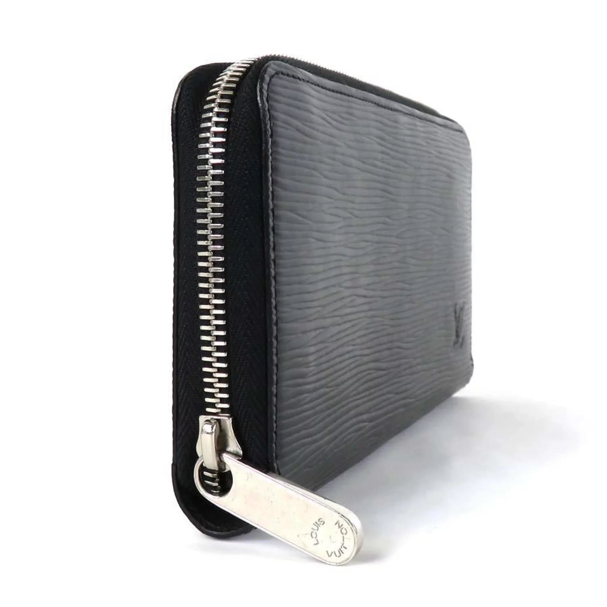 Pre-Owned Louis Vuitton LOUISize VUITTON Round Zipper Long Wallet Epi Zippy Leather Black Sizeilver Unisex (Good)