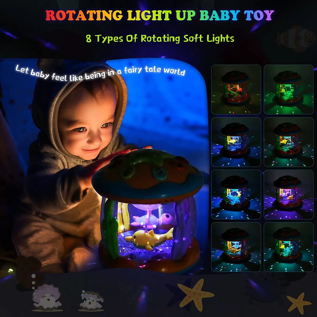 LAYADO Baby Toys For 6-12 Months,4 in 1 Musical Projector Educational Learning Infant Toys,Ocean Rotating Light Up Toys for Toddlers