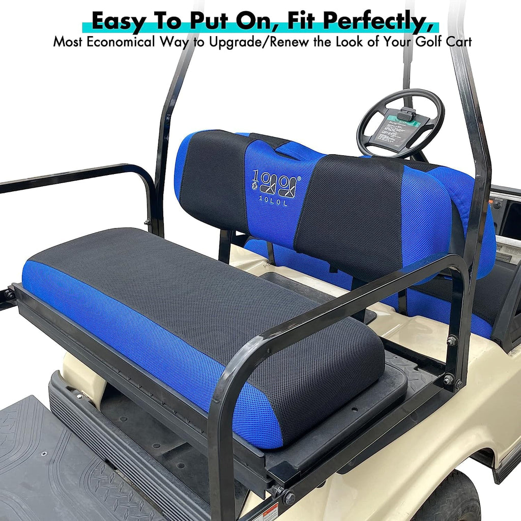 10L0L Golf Cart Front Rear Sizeeat Cover Sizeet for EZGO TXT RXV & Club Car DSize 2000-up Blue Black