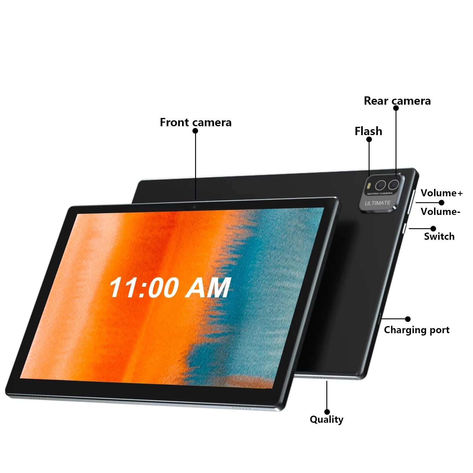 Coopers 2 in 1 Tablet, 10 inch Android 11 Tablet with Keyboard 4GB+64GB+512GB Expandable Dual Camera, WiFi, Bluetooth, Long   Battery Life, Google Certified Tablet PC