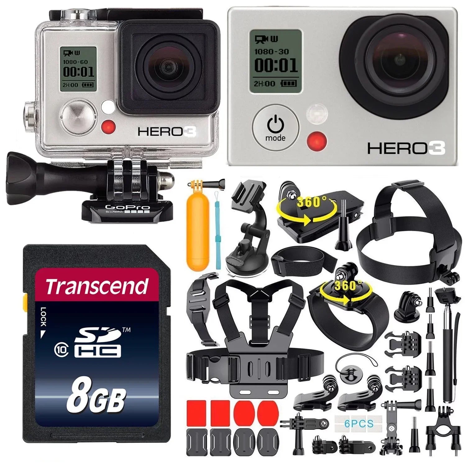 Restored GoPro HERO3 Ivory Edition 1080p Camcorder CHDHE-301 With 35-In-1 Action Camera Accessory Kit (Refurbished)