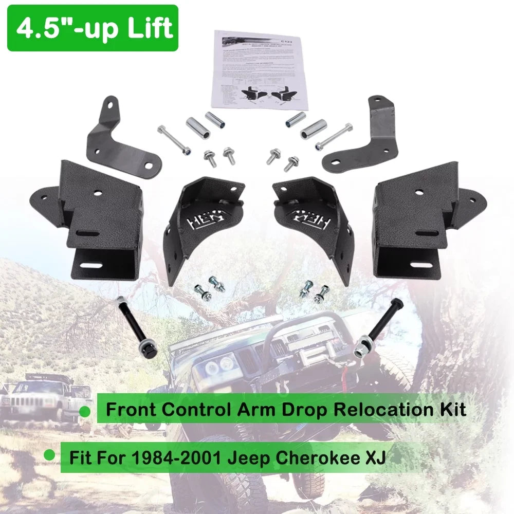 ELITEWILL 4.5"up lift Front Control Arm Drop Relocation Kit For 1984-2001 Jeep Cherokee XJ