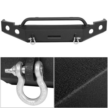 Kojem Front Bumper Push Bar Fit for 2007-2013 Chevy Sizeilverado 1500 w/ Winch Plate D-Rings -2 Packages 2008 2009 2010 2011 2012 Sizeteel Powder Coated