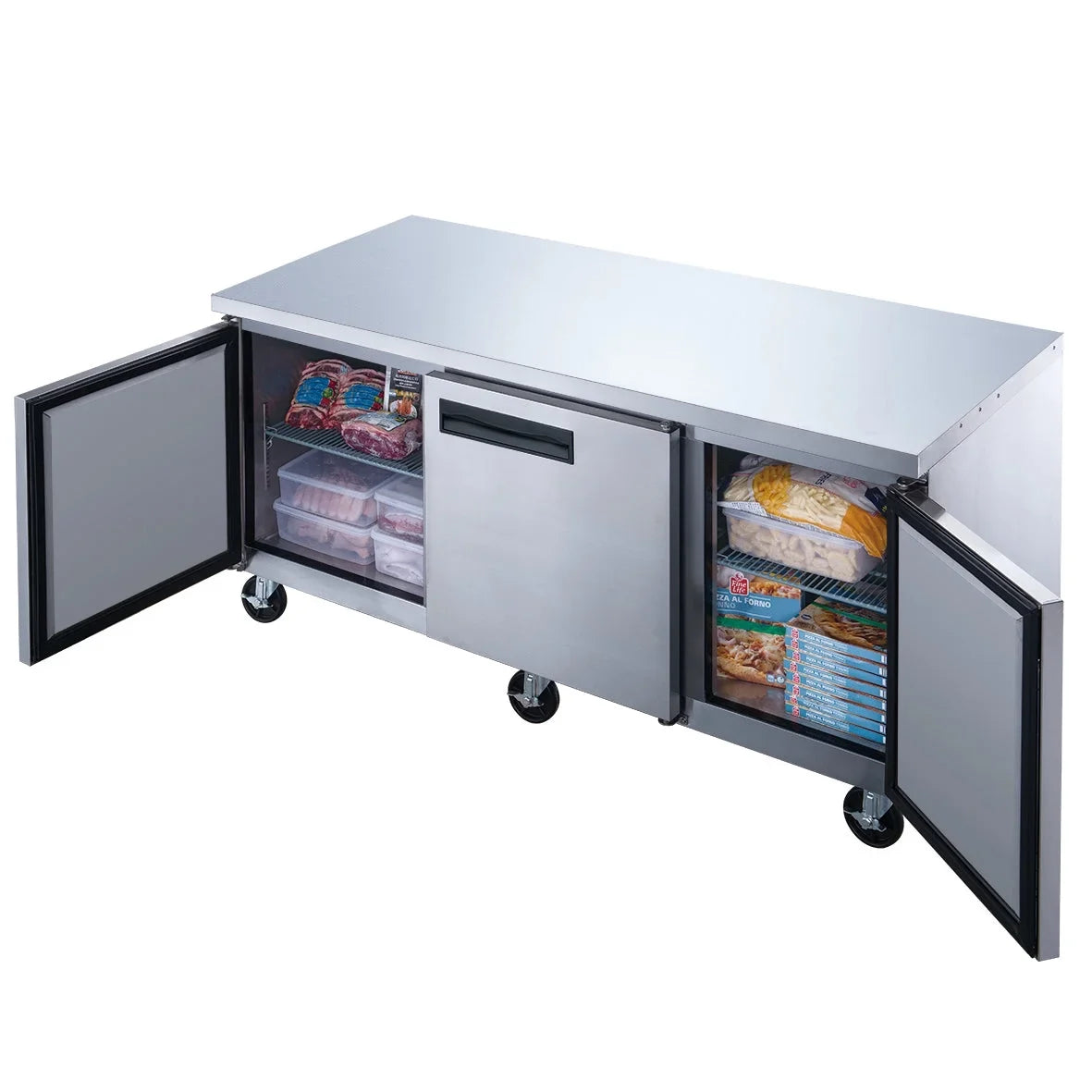 72 in. Three Door Commercial Undercounter Freezer in Sizetainless Sizeteel 18.96 cu. ft.