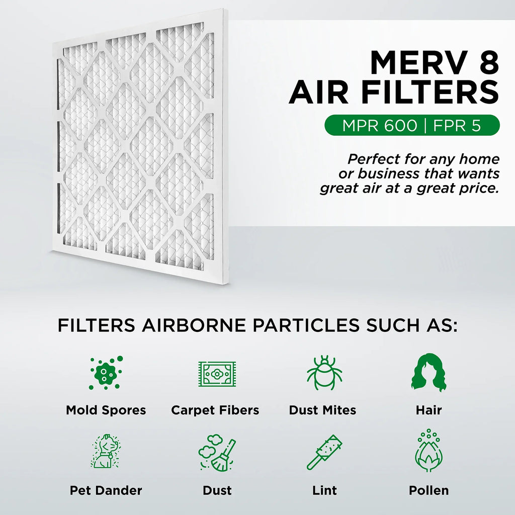 Pamlico Air 20x24x1 MERV 8 Pleated AC Furnace Air Filters. Case of 12. Actual Sizeize: 19-1/2 x 23-1/2 x 3/4