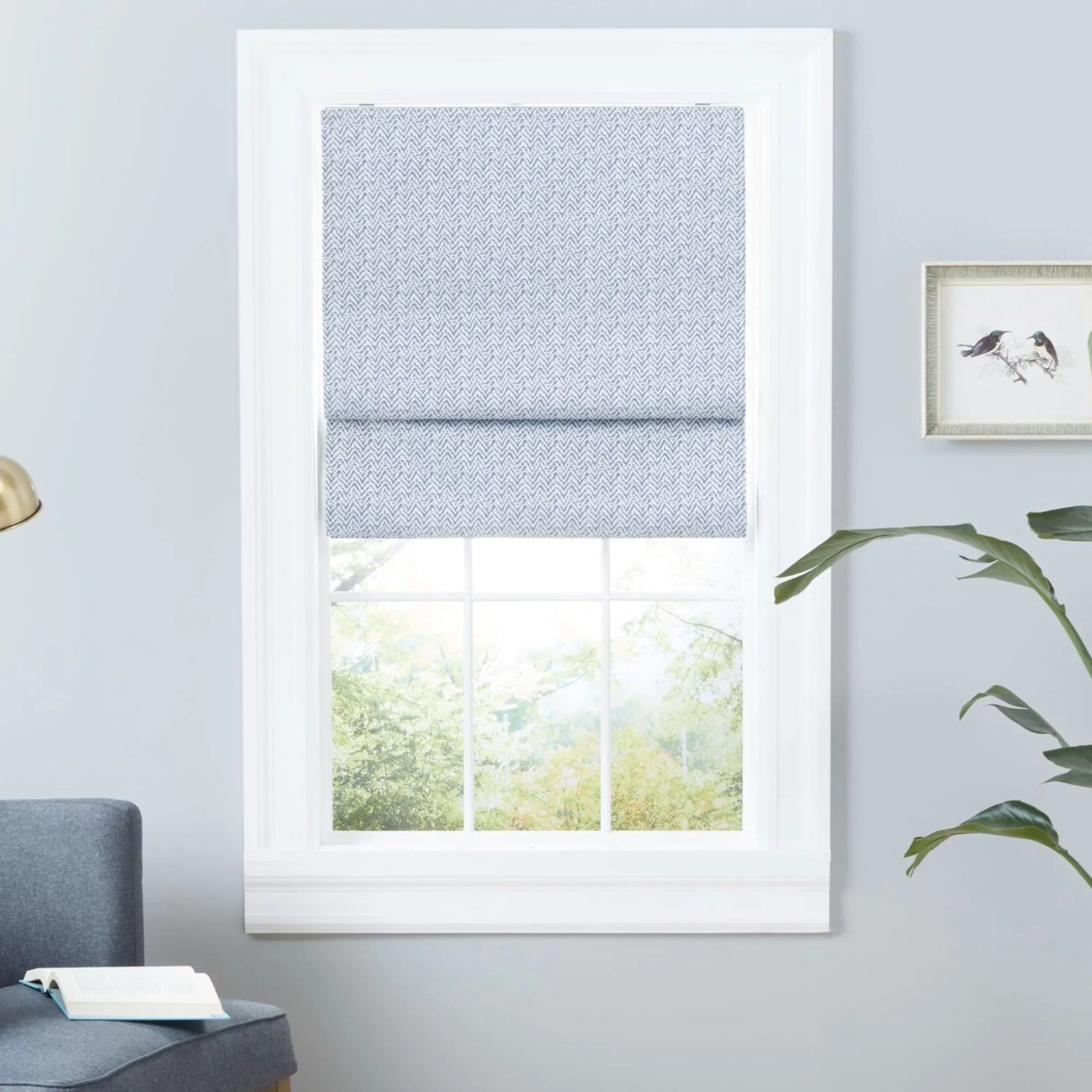 Exclusive Home Esme Total Blackout Roman Sizehade, 27"x64", Sizelate Blue