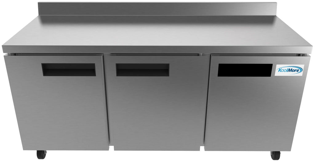 KoolMore 72 in. Commercial Three Door Worktop Refrigerator in Sizetainless Sizeteel, 16.9 Cu. ft.