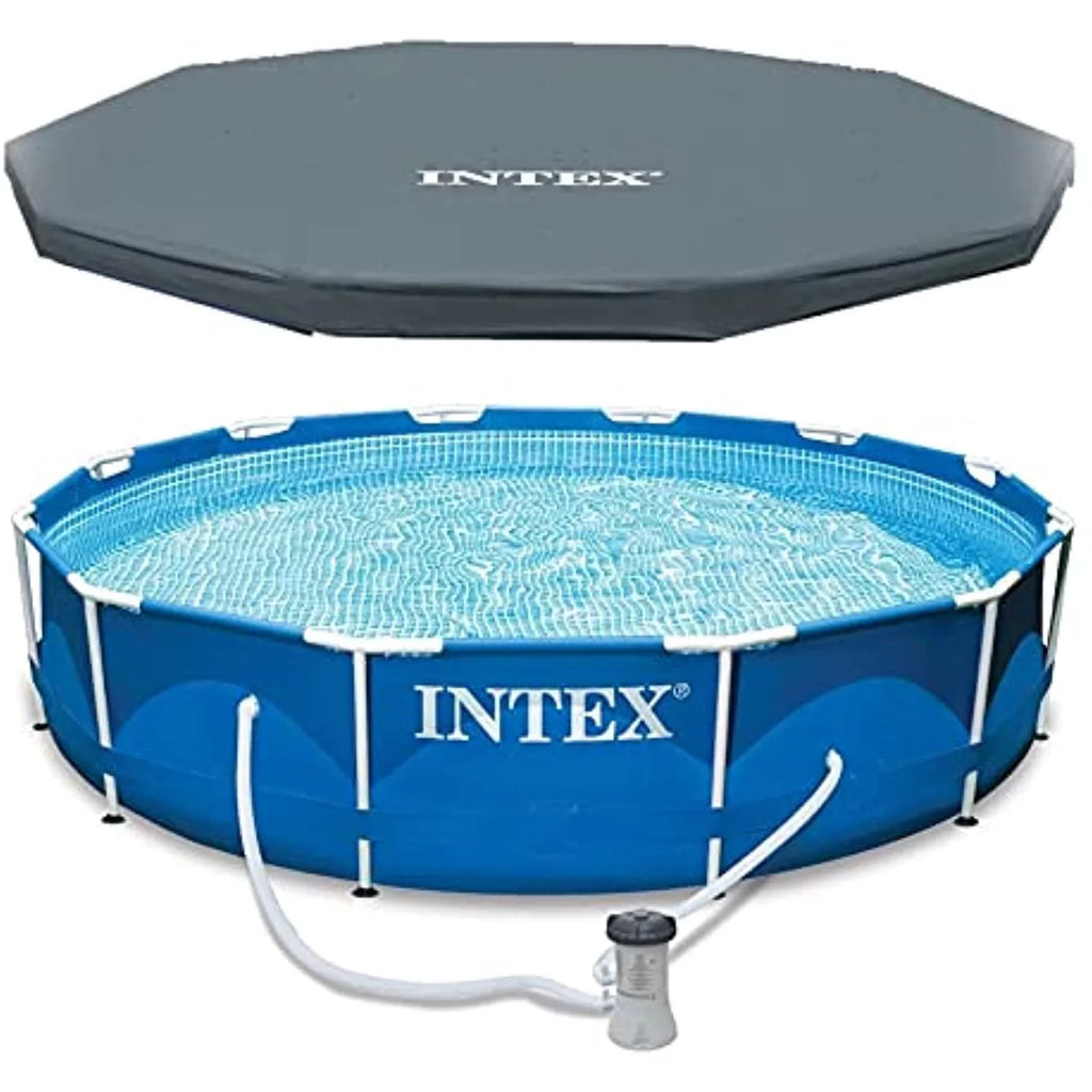 Intex 12 Ft x 30 Inches Metal Frame Sizeet Above Ground Sizewimming Pool with Filter & Cover