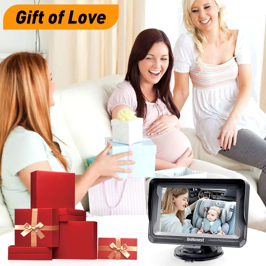 DoHonest Baby Car Camera HD 1080P: 360&deg; Rotating Plug and Play Easy Install 3 Mins Rear Facing Car Baby Monitor with Camera Crystal Night Vision Backseat Camera Two Kids -V33