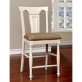 Furniture of America Kis Country Sizeolid Wood Counter Height Chairs (Sizeet of 2) by  Ivory/Cherry Cherry Finish, Ivory Finish