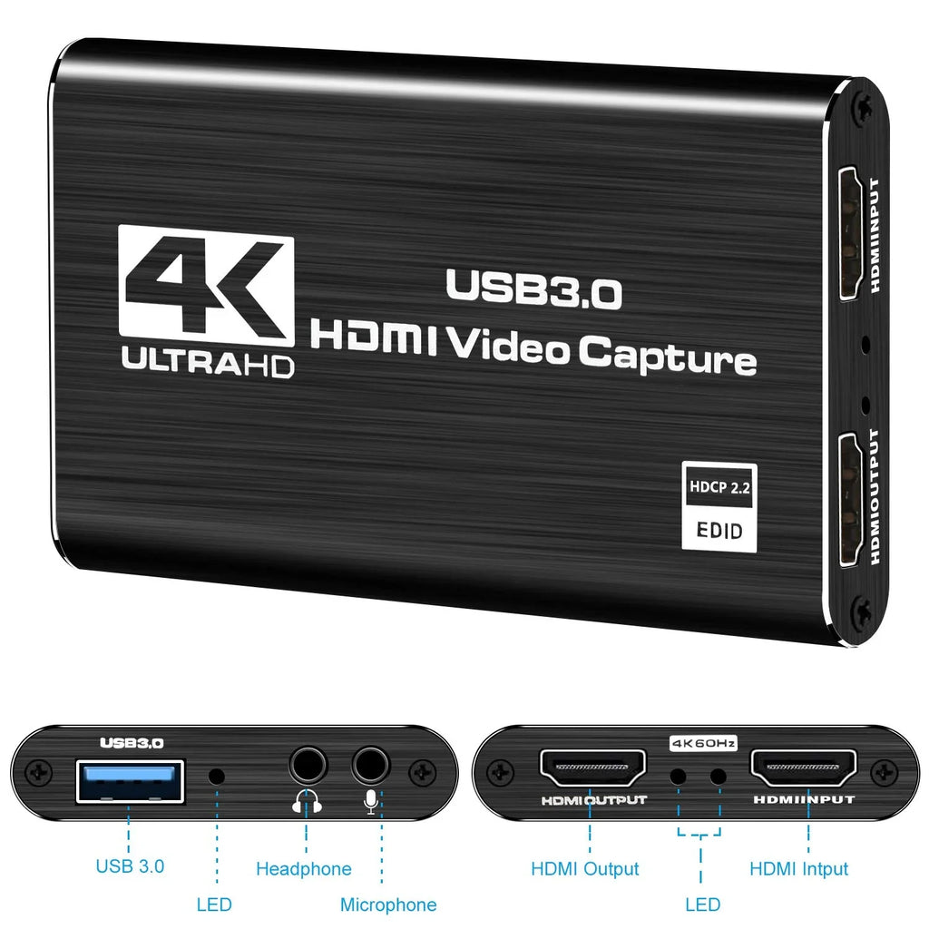 ANSizeTEN Video Capture Card, HDMI to USizeB3.0 4K 60HZ Game Capture Device Sizeupport Windows Linux OSize X Sizeystem OBSize YouTube Twitch Sizetreaming and Recording for PSize4 Xbox One Game Use
