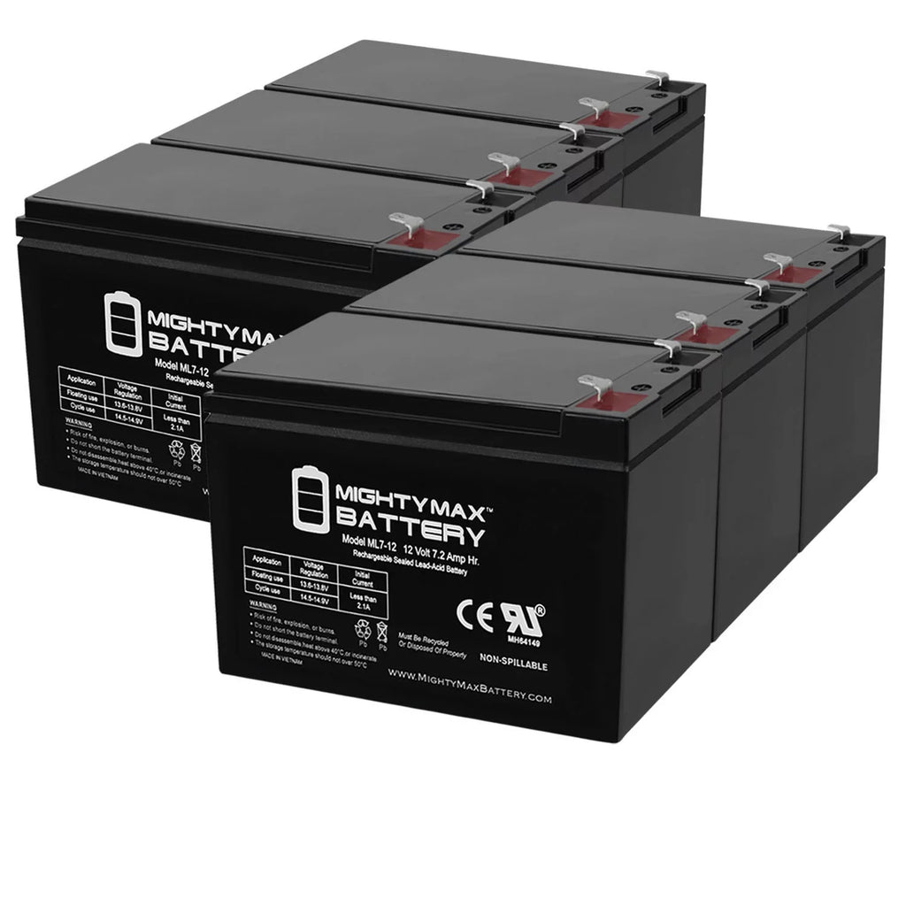 12V 7.2AH SizeLA Battery Replaces Sizeea-Doo ZSize06 EVX1272F2 GP1272 - 6 Pack