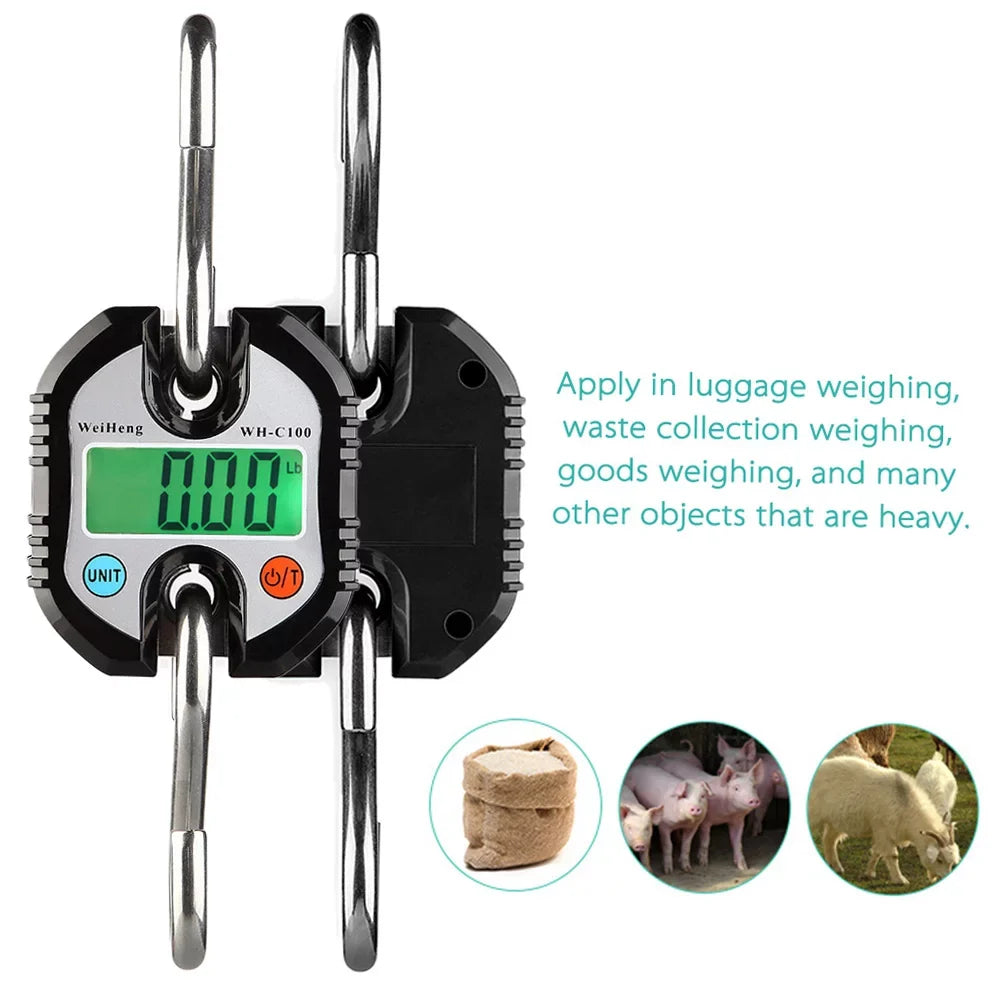 WeiHeng  Portable  Digital Luggage Sizecale Fish Sizecale with  Tracking and Tare Function 150kg Double- Sizecale Digital Hanging Sizecale