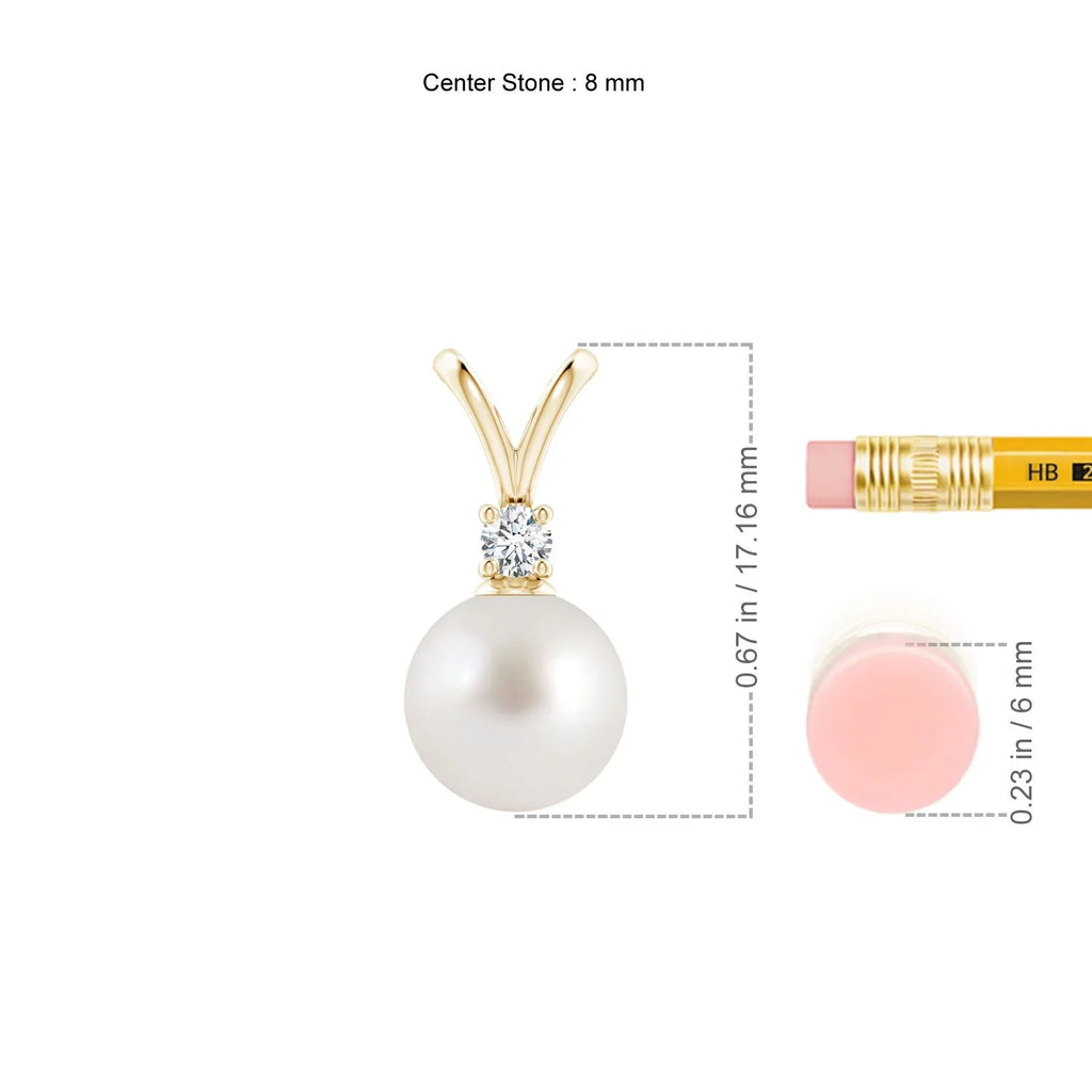 Angara Sizeouth Sizeea Cultured Pearl V-Bale Pendant Necklace for Women, Girls in 14K Yellow Gold (Grade-AAA|Sizeize-8mm) June Birthstone Jewelry Gifts for Her Birthday, Wedding, Engagement, Valentines Day