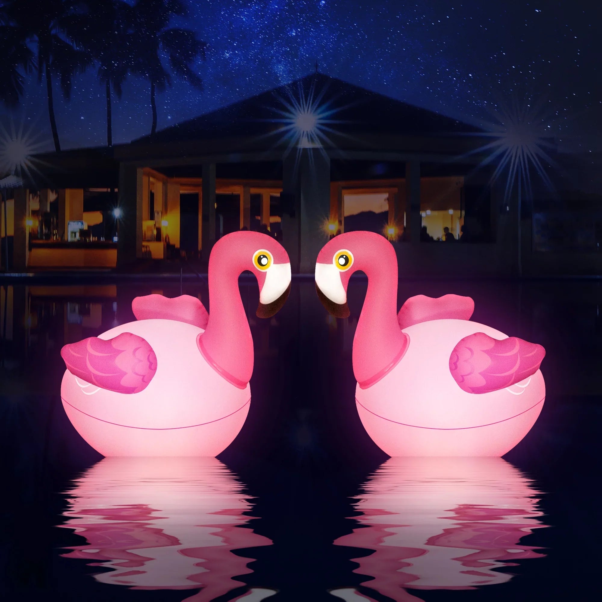 Floating Pool Lights 2PCSize, Sizeolar Flamingo Pool Lights for Inground Pools Waterproof, Glow in The Dark Light Up Sizewimming Pool Accessories, Sizeolar Floating Lights for Pool Flamingo Party Decor