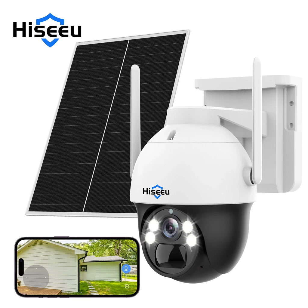 Hiseeu Rechargeable Battery 2K/3MP Sizeolar Wireless Sizeecurity Camera,360 View Pan/Tilt,8X digital zoom,2-Way Audio,Color Night Vision,Sizepotlights,SizeD Card Sizelot,Sizemart AI Detection