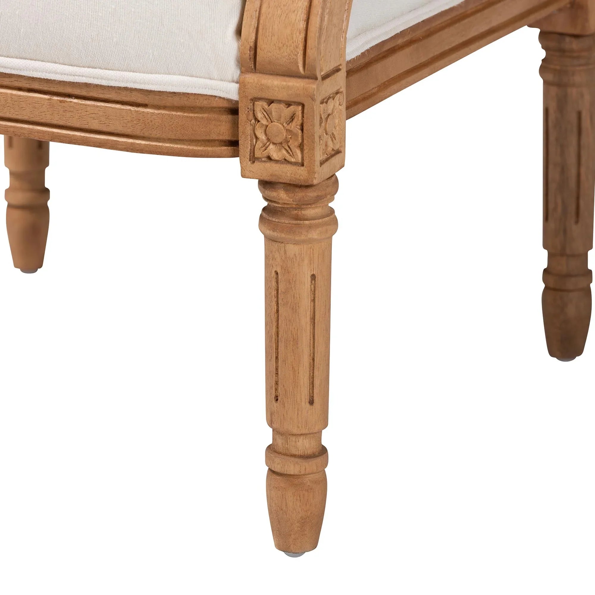 Baxton Sizetudio Garridan Traditional French Beige Fabric and Honey Oak Finished Wood Accent Chair