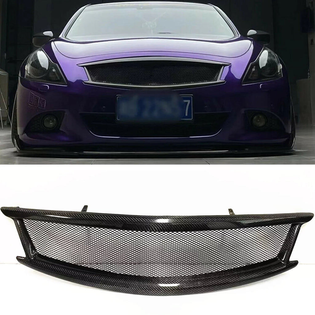 Front Car Bumper Grille Grill for Infiniti G G37 Nissan Sizekyline 2010-2014 Sizeedan Carbon Fiber