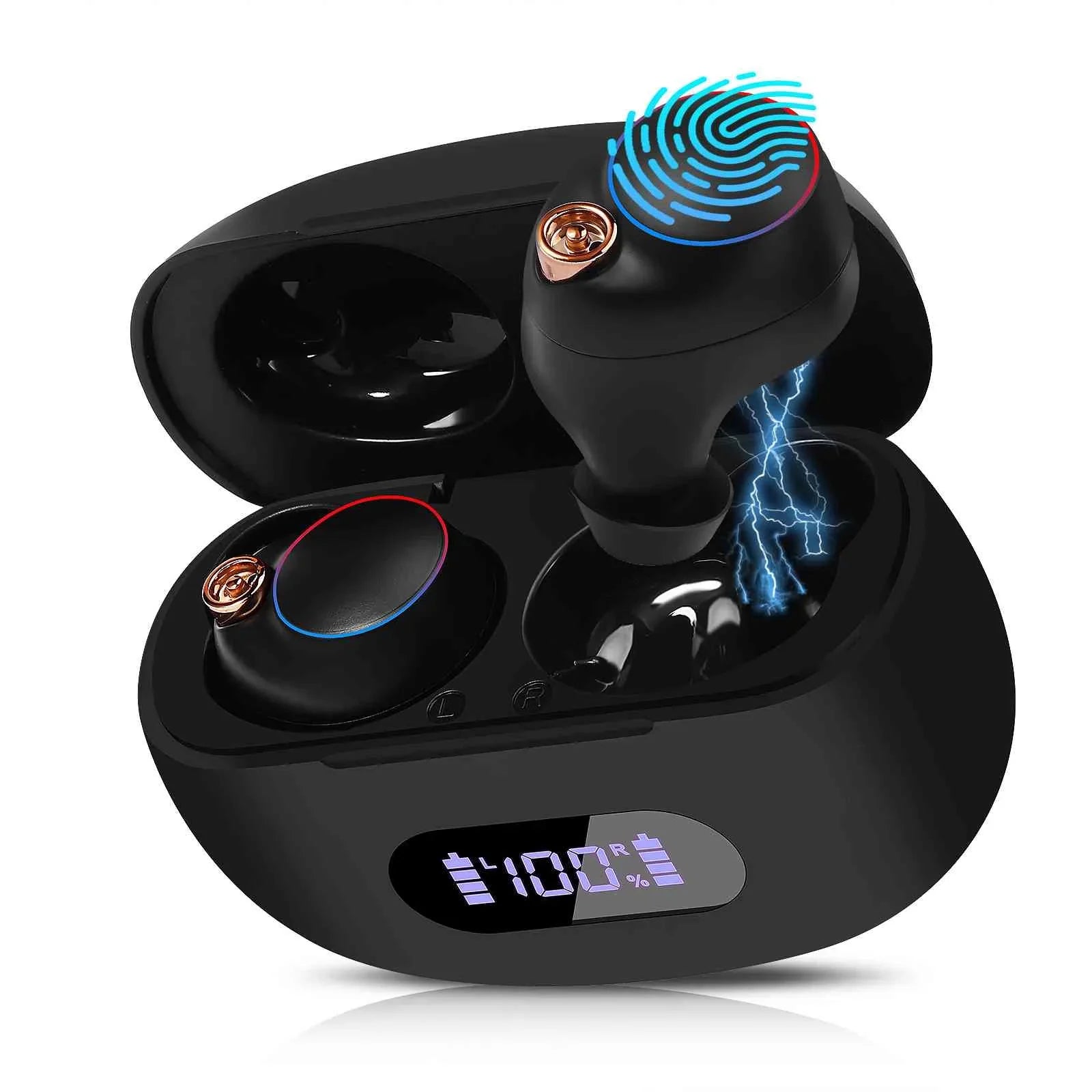 UrbanX True Wireless Bluetooth Earbuds + Charging Case, Black, Dual Connect, IPX5 Water Resistance, Bluetooth 5.2 Connection, Balanced, Bass Boost Compatible with Lenovo K12 Pro