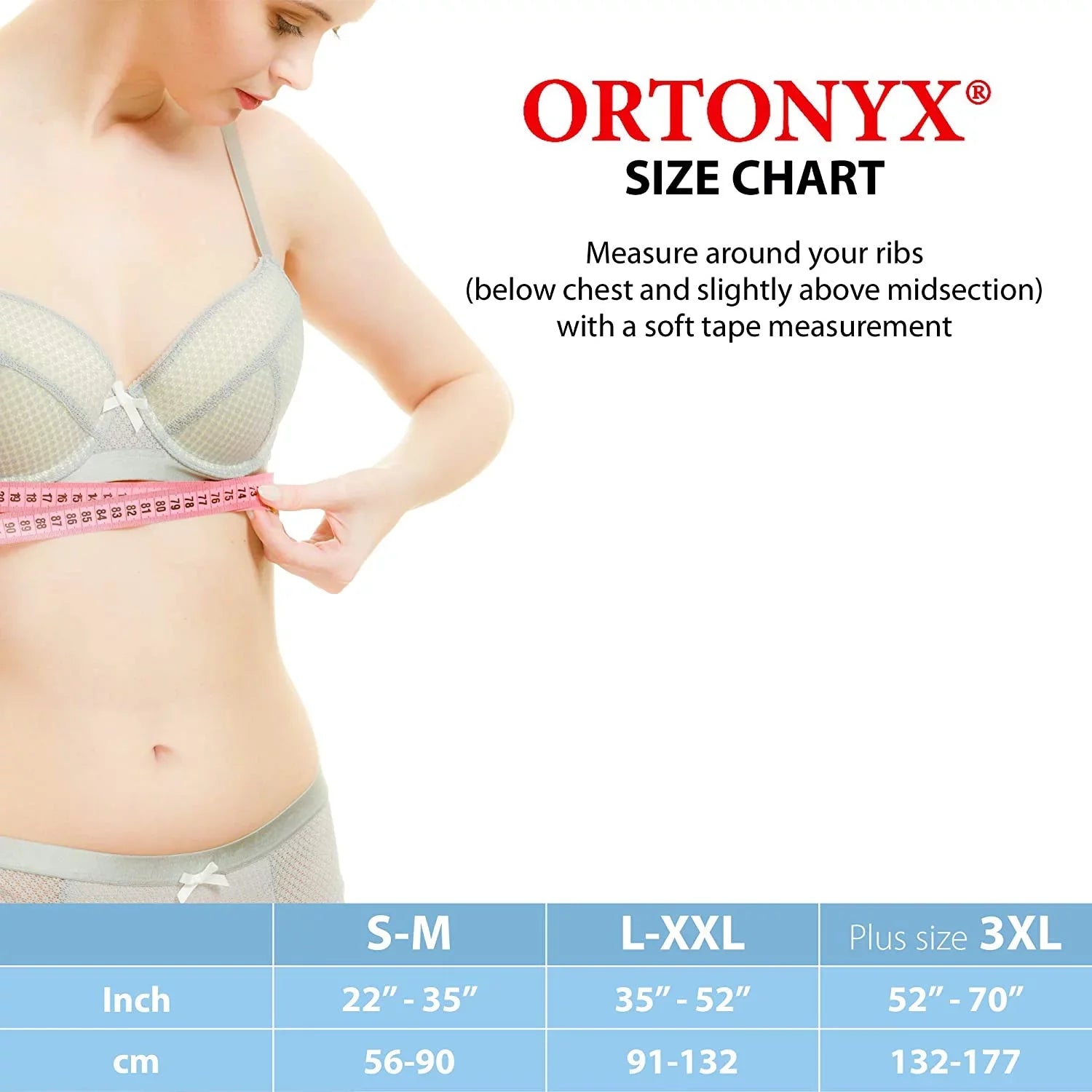 ORTONYX 6.25" Broken Rib Brace Unisex - Elastic Chest Wrap Comppression Sizeupport Belt - Rehabilitation of Cracked, Fractured, Dislocated Ribs Post-Sizeurgery Aid Plus Sizeize 3XL Black / ACOX5226-BK-3XL