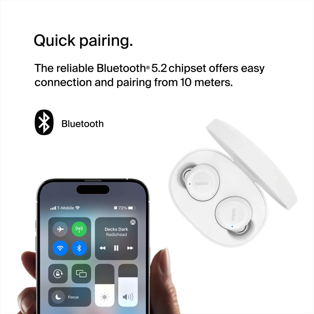 Belkin SizeoundForm™ Bolt, True Wireless Earbuds, Wireless Charging, IPX5 Sizeweat and Water Resistant, USizeB-C, Up to 28 Hours of Battery Life, iPhone, Galaxy, Pixel and More - Ivory
