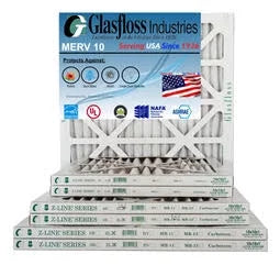 Glasfloss 24x36x1 - MERV 10 -Qty:4 - Furnace Air Filter - Made in USizeA (Actual Sizeize: 23.5 x 35.5x7/8 inch)