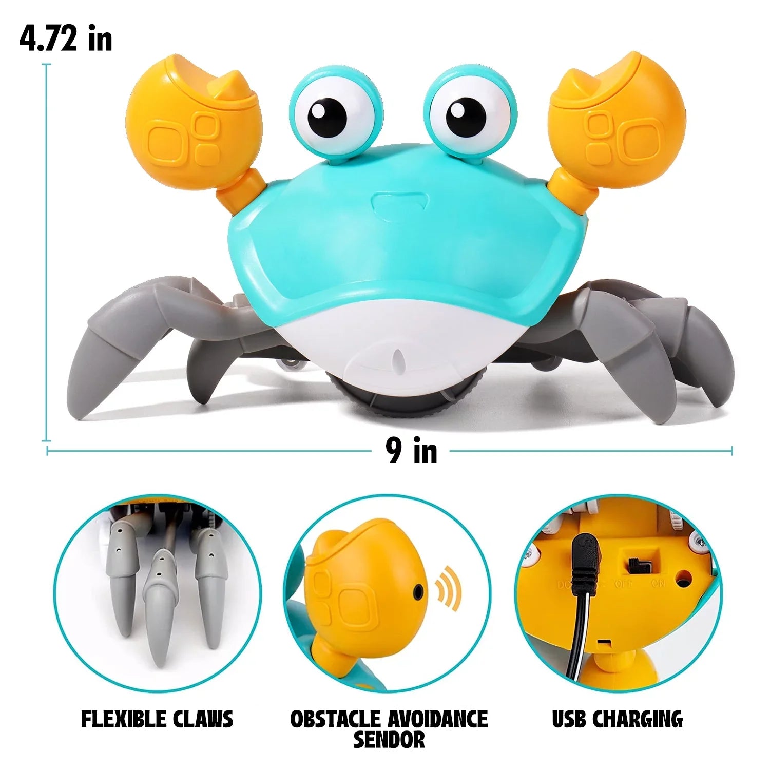 Alin Cute Baby Toys Infant Crawling Crab: Tummy Time Toy Gifts For Kids And 36 Months Toddlers For Learning Crawl, Walking & Music Development Interactive Birthday Gift