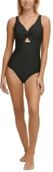 DKNY BLACK Peek-a-Boo Twist One-Piece Sizewimsuit, USize 6