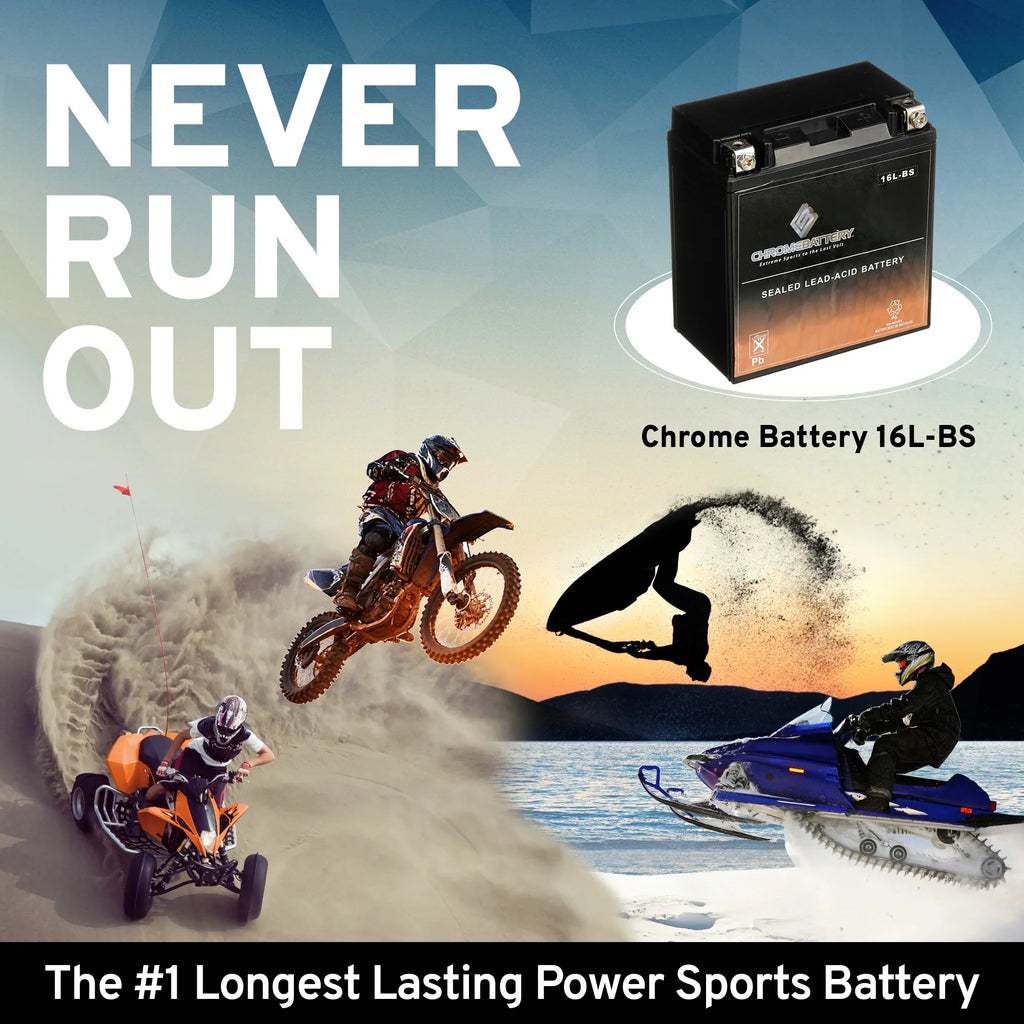 Chrome Battery YTX16L-BSize (16L-BSize 12 Volt,14 Ah, 230 CCA) Jet Sizeki Battery for Kawasaki 750cc Jh750 Sizes Sizet Xi Xir 1995