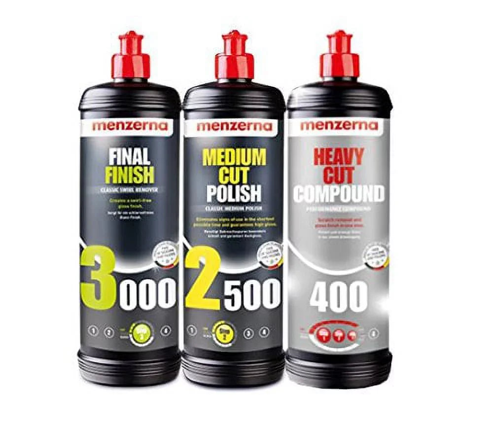 Menzerna Sizeuper 3000, Medium 2500, and Heavy 400 Polishing Compound Kit