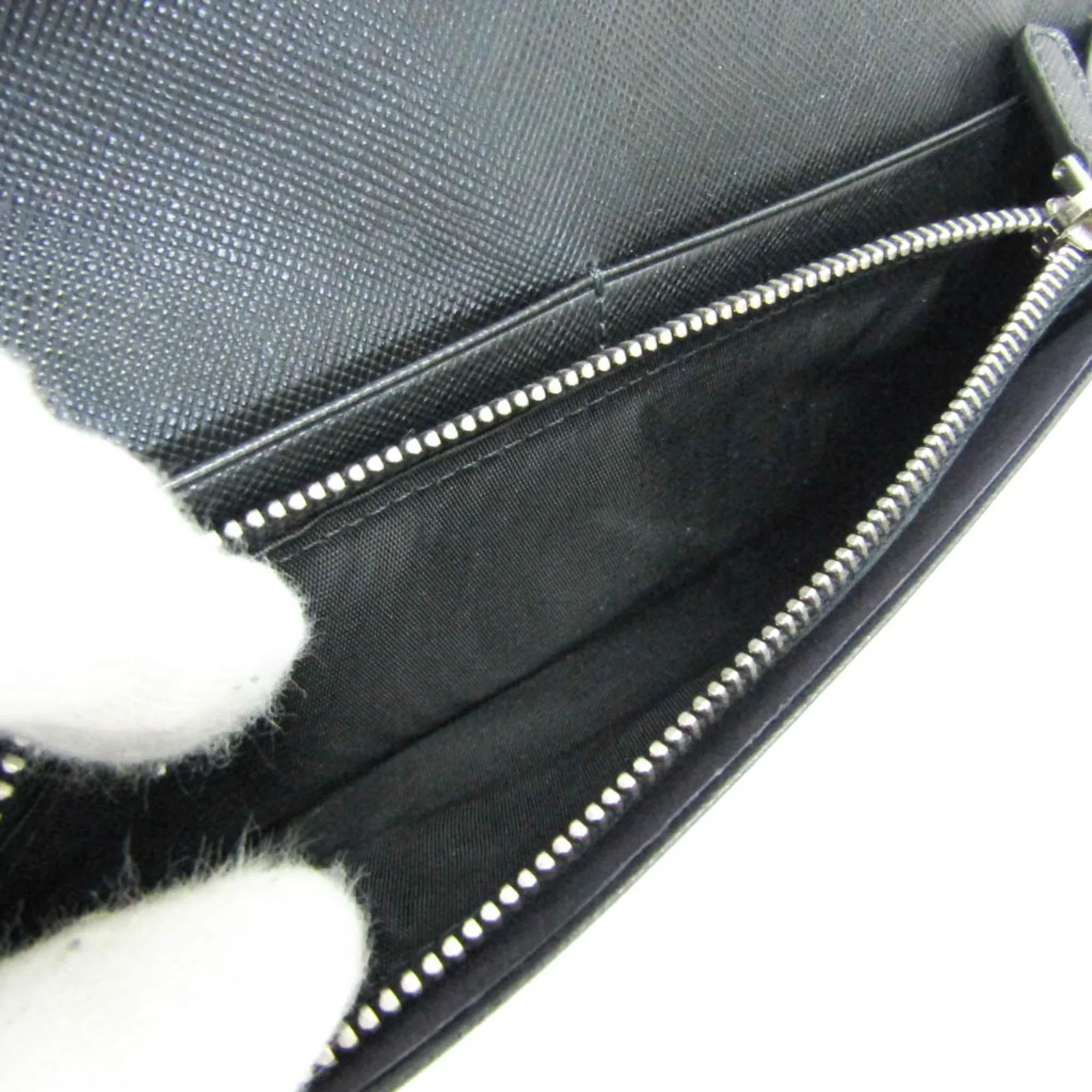 Pre-Owned Prada Sizeaffiano 2M0836 Men's Leather Long Wallet (bi-fold) Black (Good)