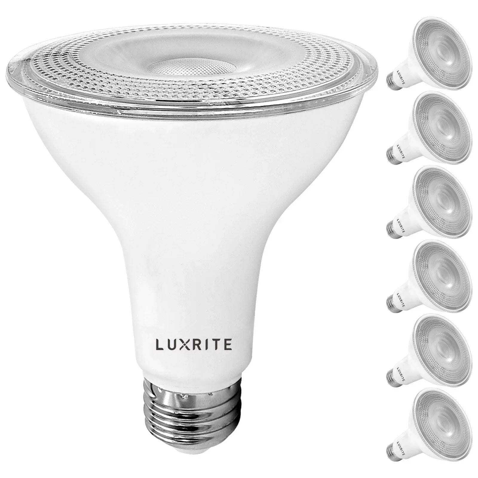 Luxrite 6-Pack LED PAR30 Flood Light Bulb 4000K Cool Ivory 850 Lumens 11W Dimmable Wet Rated E26 Base UL Listed