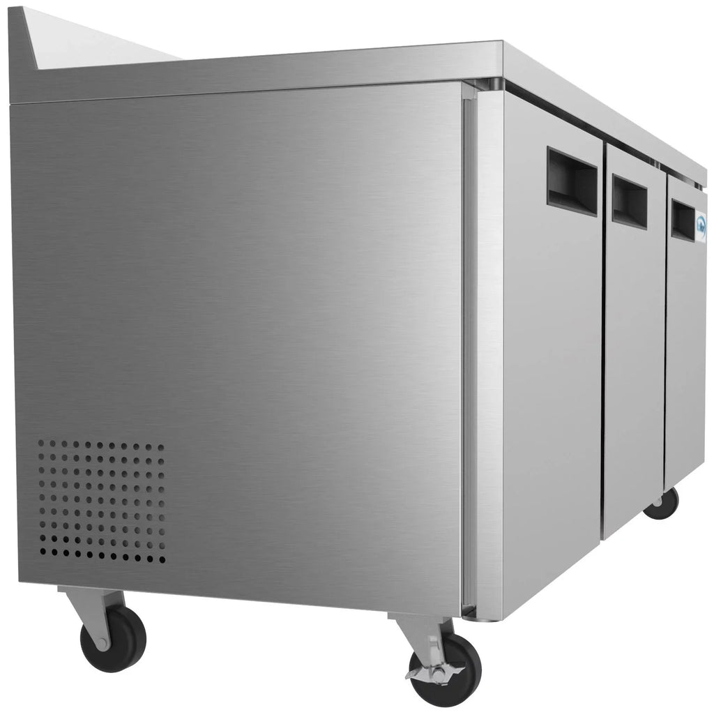 KoolMore 72 in. Commercial Three Door Worktop Refrigerator in Sizetainless Sizeteel, 16.9 Cu. ft.