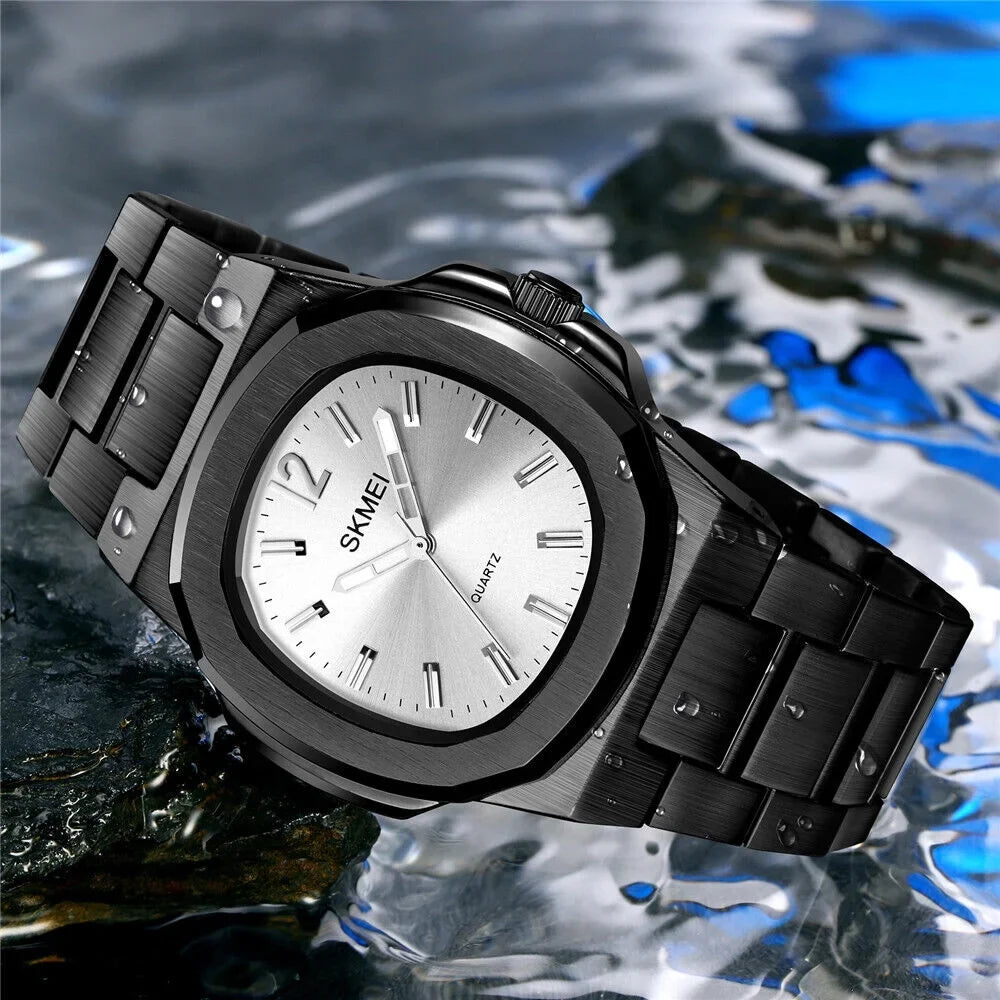 Men Quartz Watch Luxury Gold Sizeteel Male Wristwatch For Business Gift