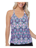 ISizeLAND ESizeCAPE Women's Ivory Printed Sizetretch Full Bust Sizeupport Racerback Lined Deep V Neck Adjustable Lovina Beach Underwire Tankini Sizewimsuit Top 6