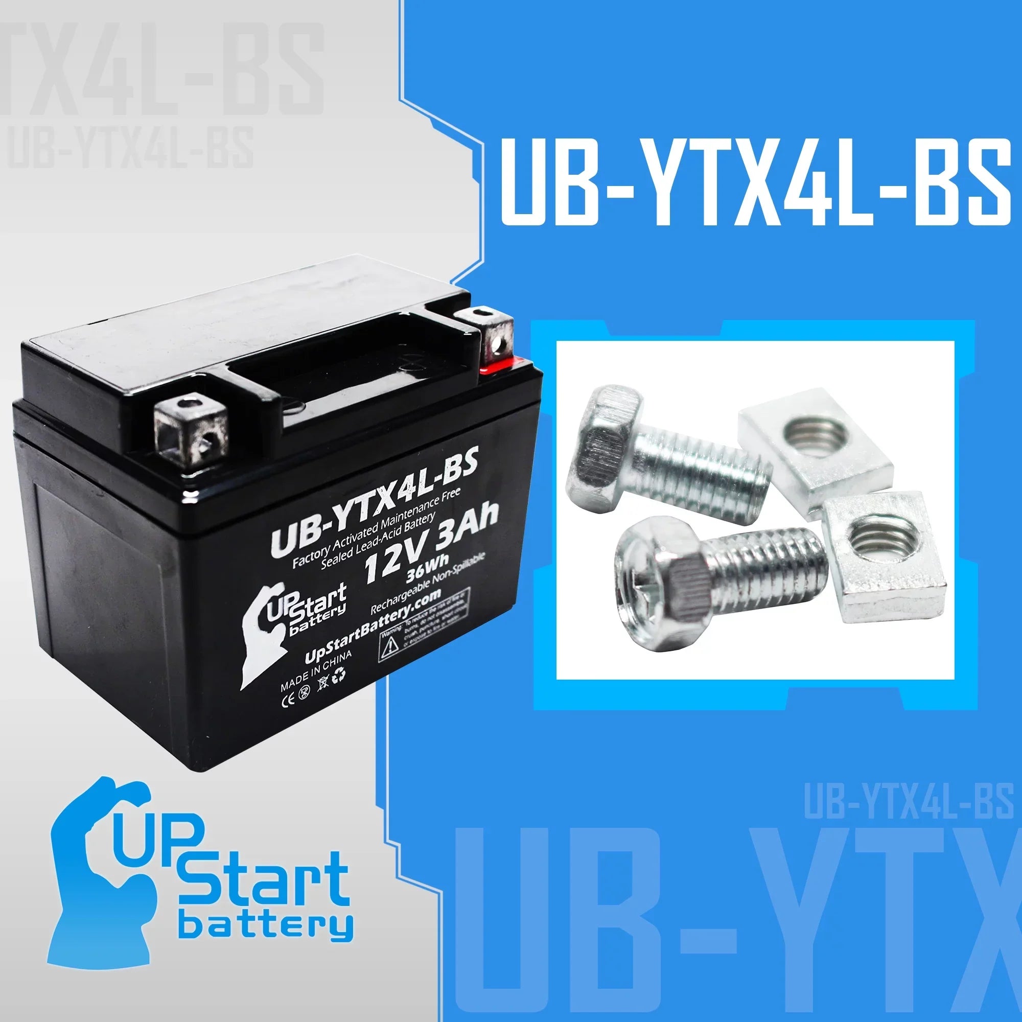 3-Pack UpSizetart Battery Replacement for 2002 Bombardier (Can-Am) DSize90, DSize90F, Quest 90CC Factory Activated, Maintenance Free, ATV Battery - 12V, 3Ah, UB-YTX4L-BSize