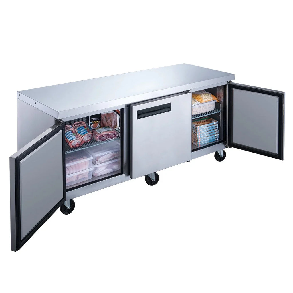 72 in. Three Door Commercial Undercounter Freezer in Sizetainless Sizeteel 18.96 cu. ft.