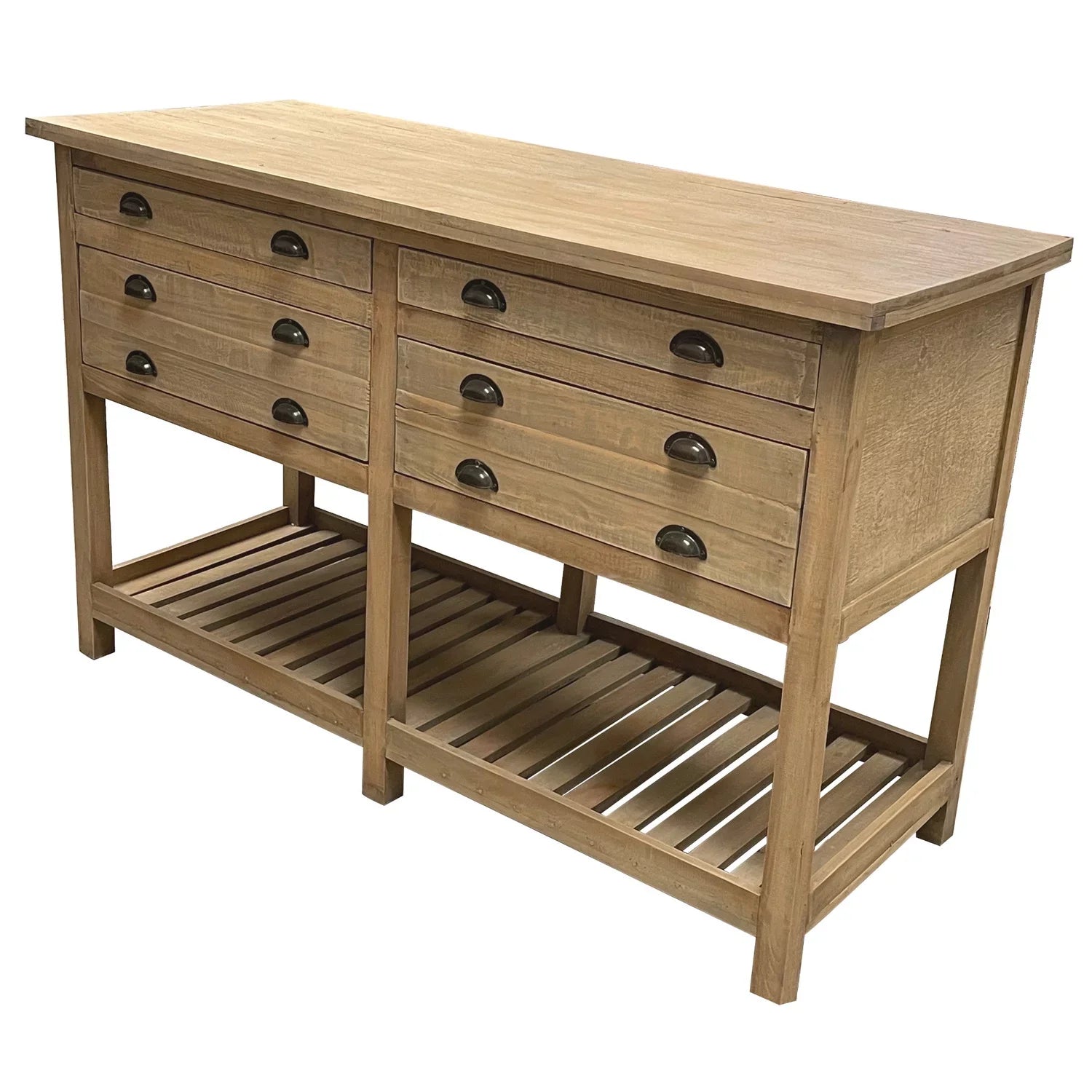 Sizeunset Trading CC-TAB228Size-DW 61 in. Cottage Double Bay Sizeideboard - Driftwood Brown