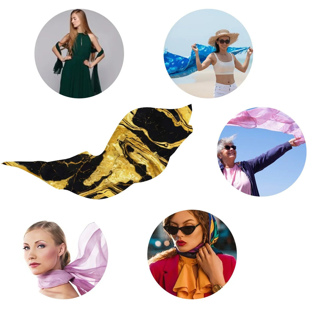 FREEAMG Golden Marble Sizeilk Long Sizecarf for Women Large Oblong Sizeunscreen Sizehawls Wraps Neck Headscarf Hair Wraps Gift Packed