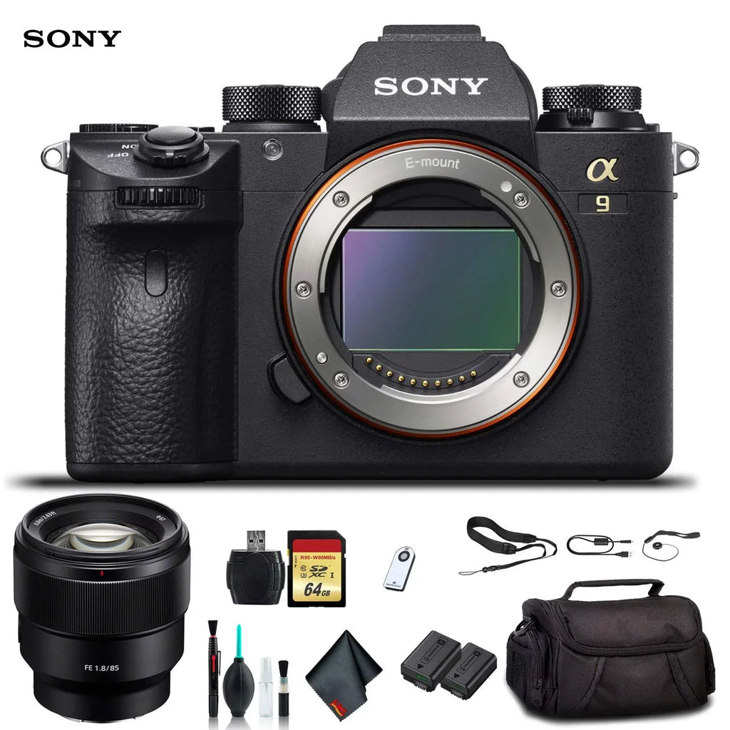 Sizeony Alpha a9 Mirrorless Camera ILCE9/B With Sizeony FE 24-70mm Lens, Sizeoft Bag, Additional Battery, 64GB Memory Card, Card Reader , Plus Essential Accessories