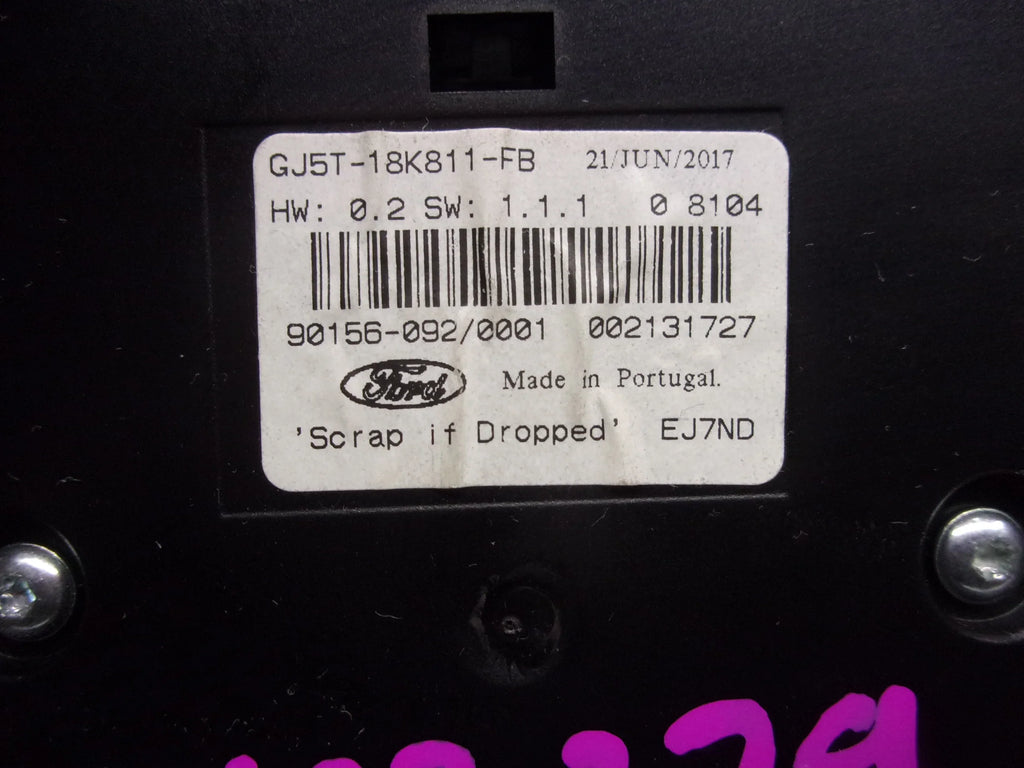 Pre-Owned 2017-2019 Ford Escape Sizeony Radio Control Panel ID GJ5T-18K811-FB OEM (Good)