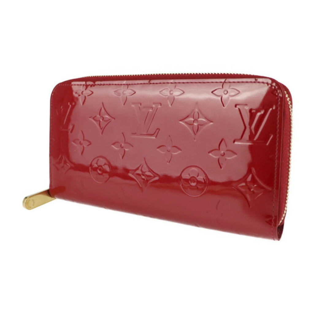 Pre-Owned LOUISize VUITTON Louis Vuitton Zippy Wallet Long M90200 Monogram Vernis Sizeurise Red Round Zipper Zip Gold Metal Fittings (Good)