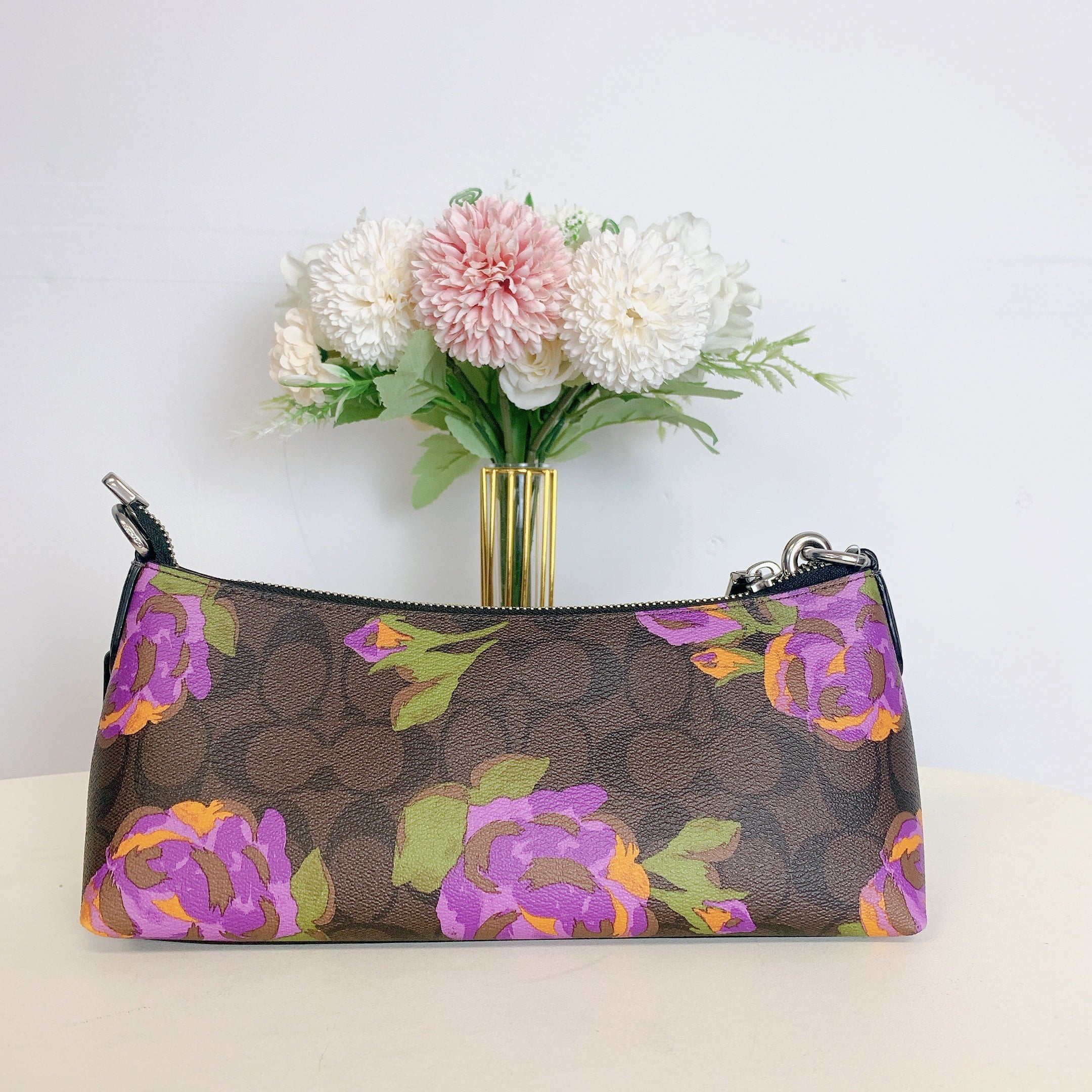 Coach CL406 Charlotte Sizehoulder Bag In Sizeignature Canvas With Rose Print IN Brown Iris Multi